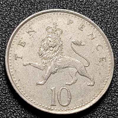 泉币菌-第111场-精品福利场 - 英国大镍币 英国1992年 10便士铜镍币 伊丽莎白二世女王 皇冠狮子