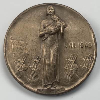 掌中浮雕-藏着的欧洲第038场 - 1940年瑞士国庆阅兵铜质胸章，34mm