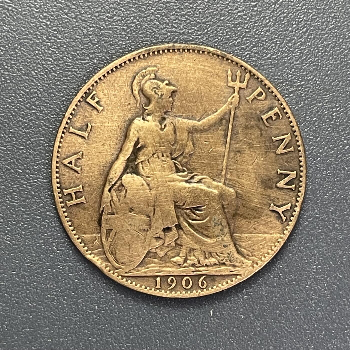 回流1019 英国🇬🇧1906年1/2便士 爱德华七世