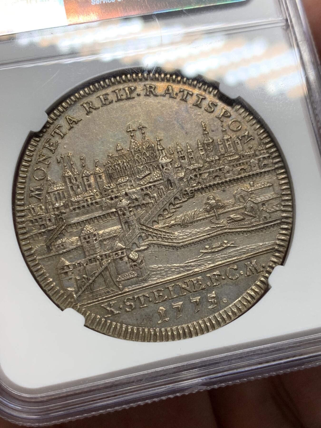 《竞宝斋》第429场 周日，周一，周二 3场连拍 （全场包邮） NGC AU 德国 1775年 雷根斯堡 约瑟夫二世 景观泰勒大银币 稀见品种 双面打制深邃 很不错的品种