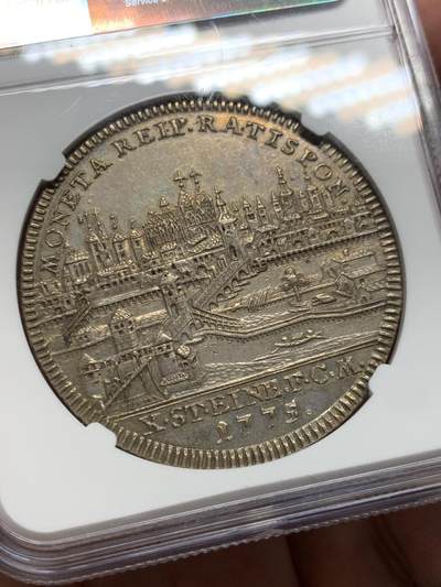 《竞宝斋》第429场 周日，周一，周二 3场连拍 （全场包邮） NGC AU 德国 1775年 雷根斯堡 约瑟夫二世 景观泰勒大银币 稀见品种 双面打制深邃 很不错的品种