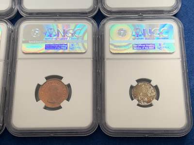 《竞宝斋》第429场 周日，周一，周二 3场连拍 （全场包邮） 特年 8枚一组 NGC PF63-65 南非 1959年 精制币一组 含5枚银币 从法新到2.5先令 一次配齐 发行量只有950套 最少的年份 