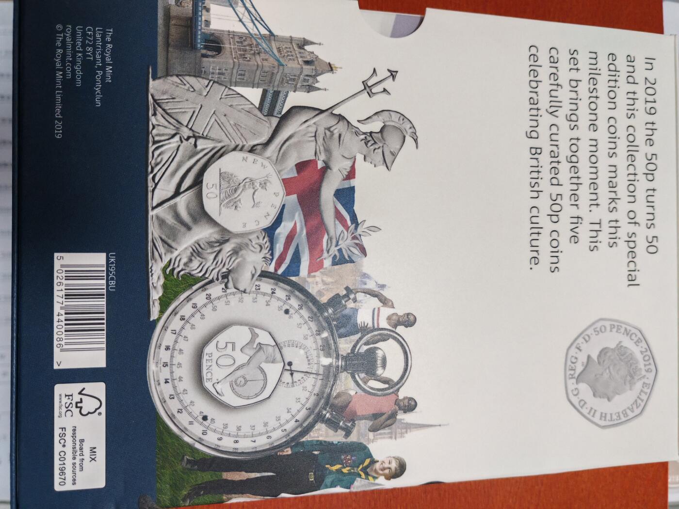 长老汇蛇年精选第六十四场拍卖 2019英国50便士发行50周年5枚套装普制，文化版，含稀缺的邱园中国塔50便士，灵感来自于南京大报恩寺塔