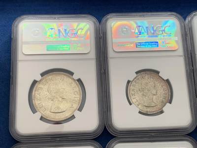 《竞宝斋》第429场 周日，周一，周二 3场连拍 （全场包邮） 特年 8枚一组 NGC PF63-65 南非 1959年 精制币一组 含5枚银币 从法新到2.5先令 一次配齐 发行量只有950套 最少的年份 