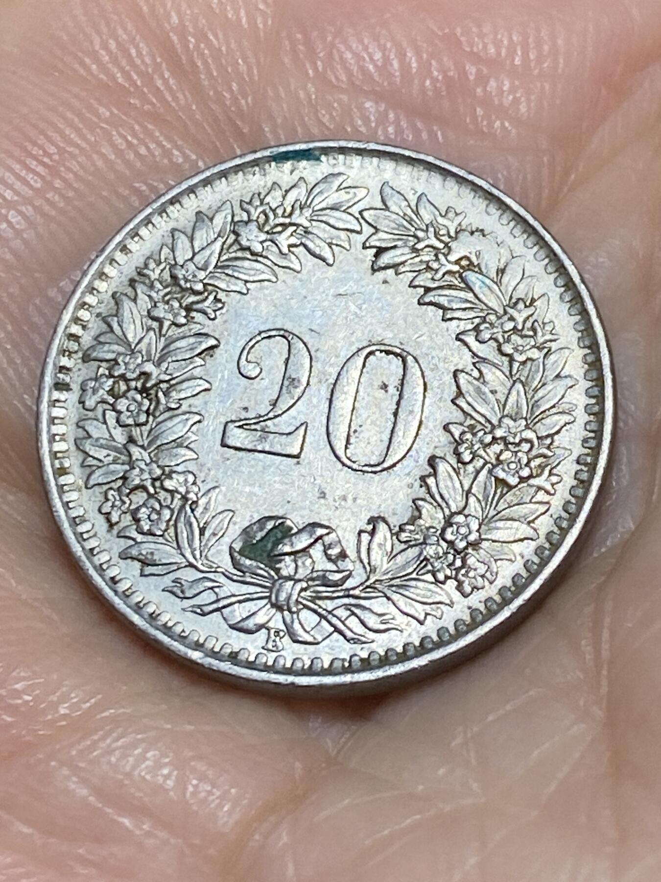 2025年第一百一十三场(总第一百三十九场）瑞士辅币专场(免佣金) 瑞士🇨🇭1964年20分(第三版，B标伯尔尼造)