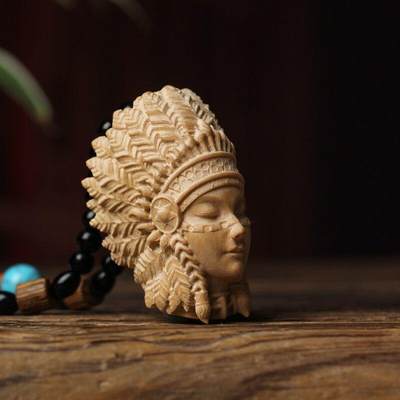印第安人少女 木雕黄杨木摆件 印第安人少女 木雕黄杨木摆件