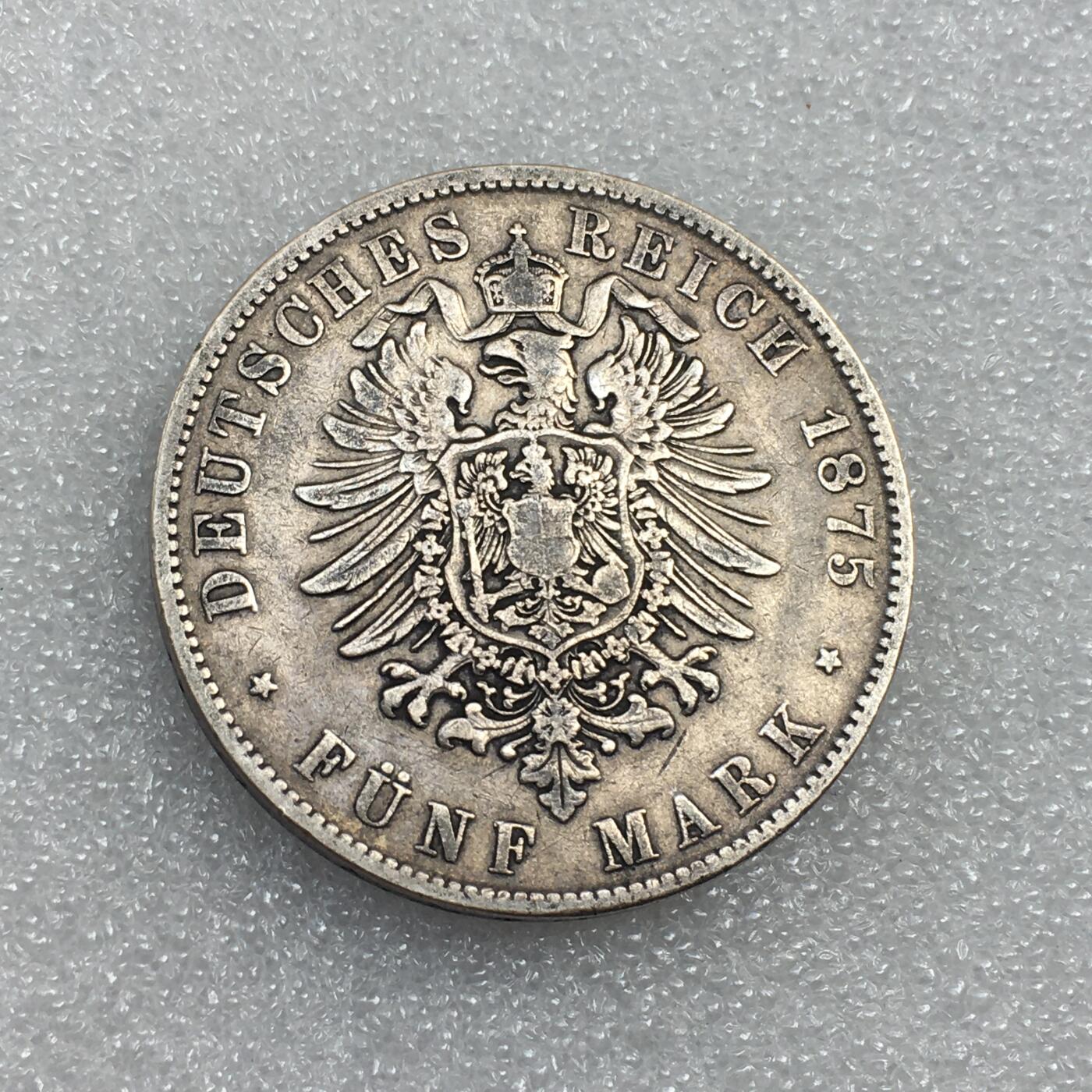 世界钱币专场拍卖 每周二开拍 1875年德国萨克森阿尔伯特短翅5马克流通银币