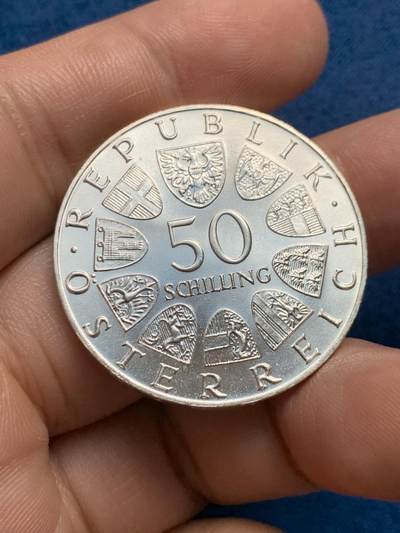 《竞宝斋》第429场 周日，周一，周二 3场连拍 （全场包邮） 奥地利1973年巴默尔故居500周年纪念50先令银币 900银 20克