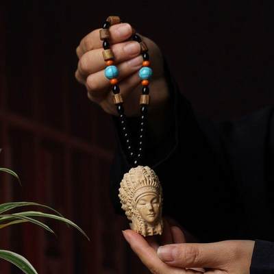 印第安人少女 木雕黄杨木摆件 印第安人少女 木雕黄杨木摆件