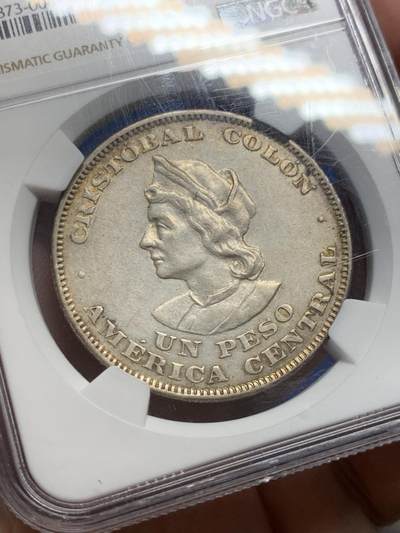 《竞宝斋》第429场 周日，周一，周二 3场连拍 （全场包邮） NGC AU 萨尔瓦多 1908年 1比索银币 包浆自然 味道好 光度也不错