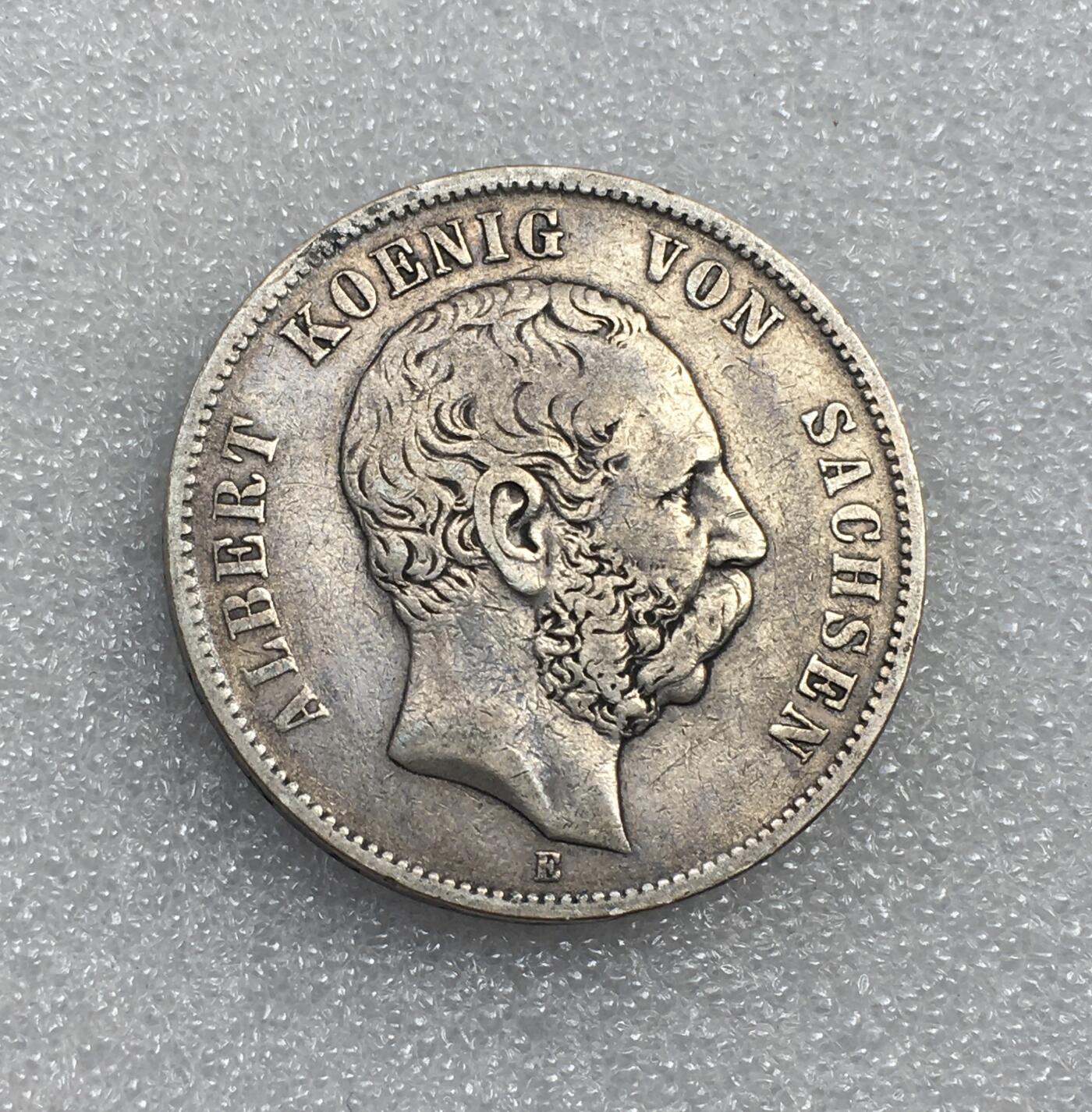 世界钱币专场拍卖 每周二开拍 1875年德国萨克森阿尔伯特短翅5马克流通银币