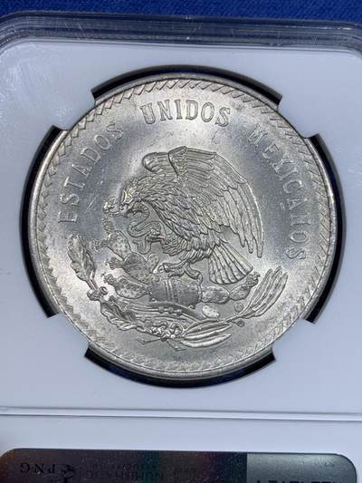 《竞宝斋》第429场 周日，周一，周二 3场连拍 （全场包邮） NGC MS65 墨西哥1948年5比索酋长头像大银币 高银 !