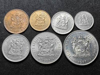 KK钱币收藏小铺  （套币 批量/好品散币 银币）专场  2月预留时间 周末发货 -  1977南非大小面值清年一套