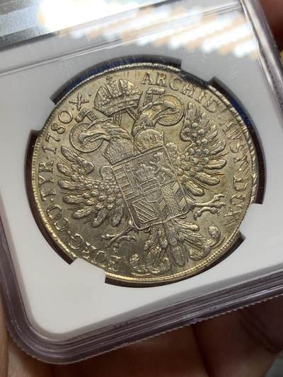 《竞宝斋》第429场 周日，周一，周二 3场连拍 （全场包邮） NGC AU 早期后铸奥匈帝国1780年大奶妈特蕾西亚1泰勒威尼斯版 1820年左右铸造 老张旧藏 标签貌似写错