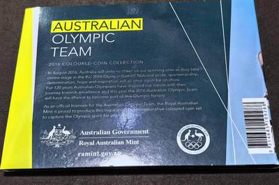 北京马甸外国币专卖第145期，外国币专场，陆续上拍，欢迎关注 澳大利亚2016年巴西里约奥运会五环2元彩色纪念铜币5枚全套