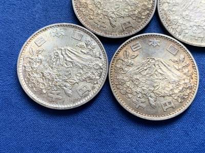 《竞宝斋》第429场 周日，周一，周二 3场连拍 （全场包邮） 四枚一组 日本1964年奥运纪念币 大奥1000日元银币 总重约79.4克