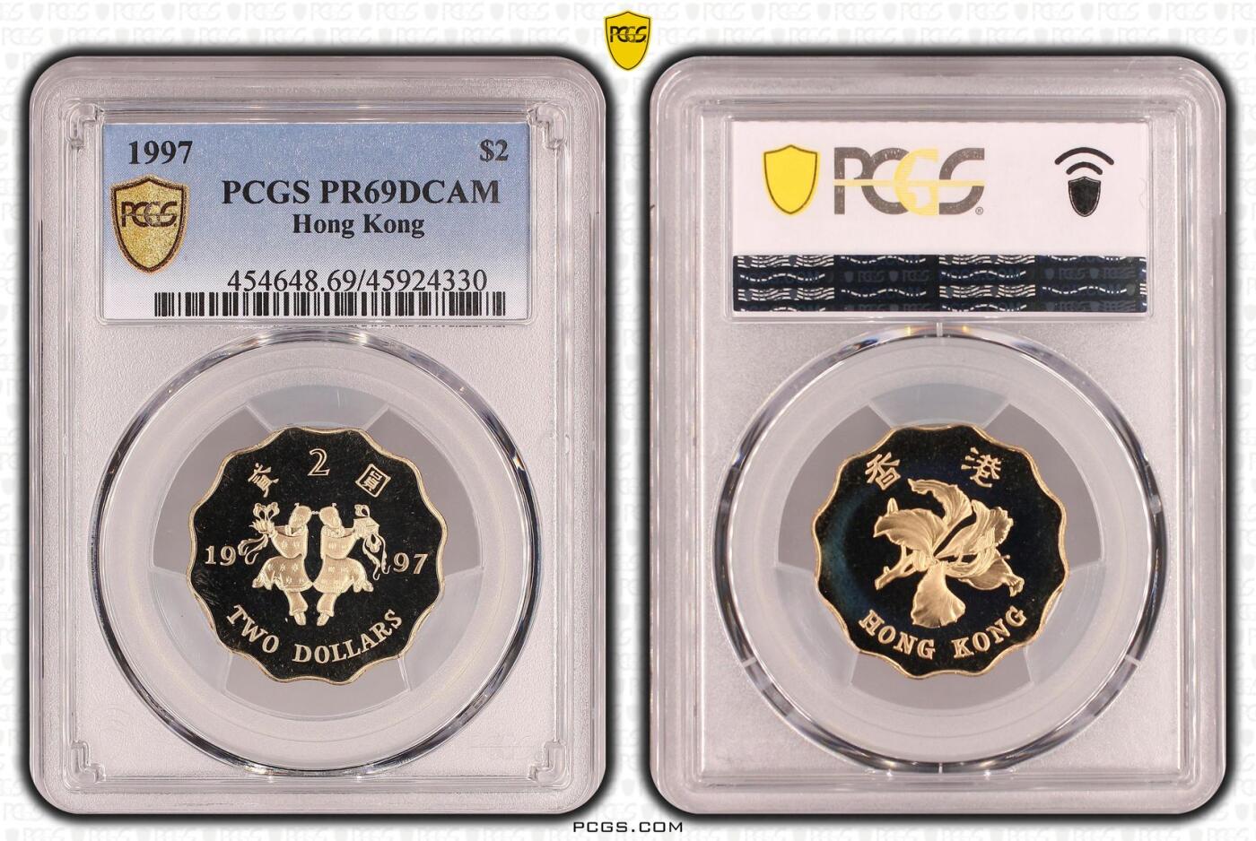 香港 1997, 全新的 纪念钞 精制币, 认证于 PCGS PR 69DCAM 6 Pieces & PCGS PR 68DCAM 1 Piece 