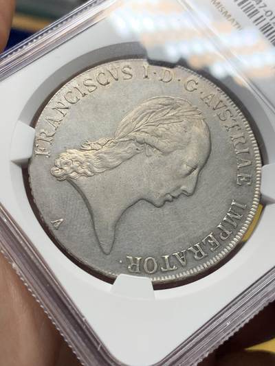 《竞宝斋》第429场 周日，周一，周二 3场连拍 （全场包邮） NGC MS61 奥地利帝国 1824年 收官年份 弗朗西斯一世 泰勒大银币 该品种普遍弱打 能上MS确实不易