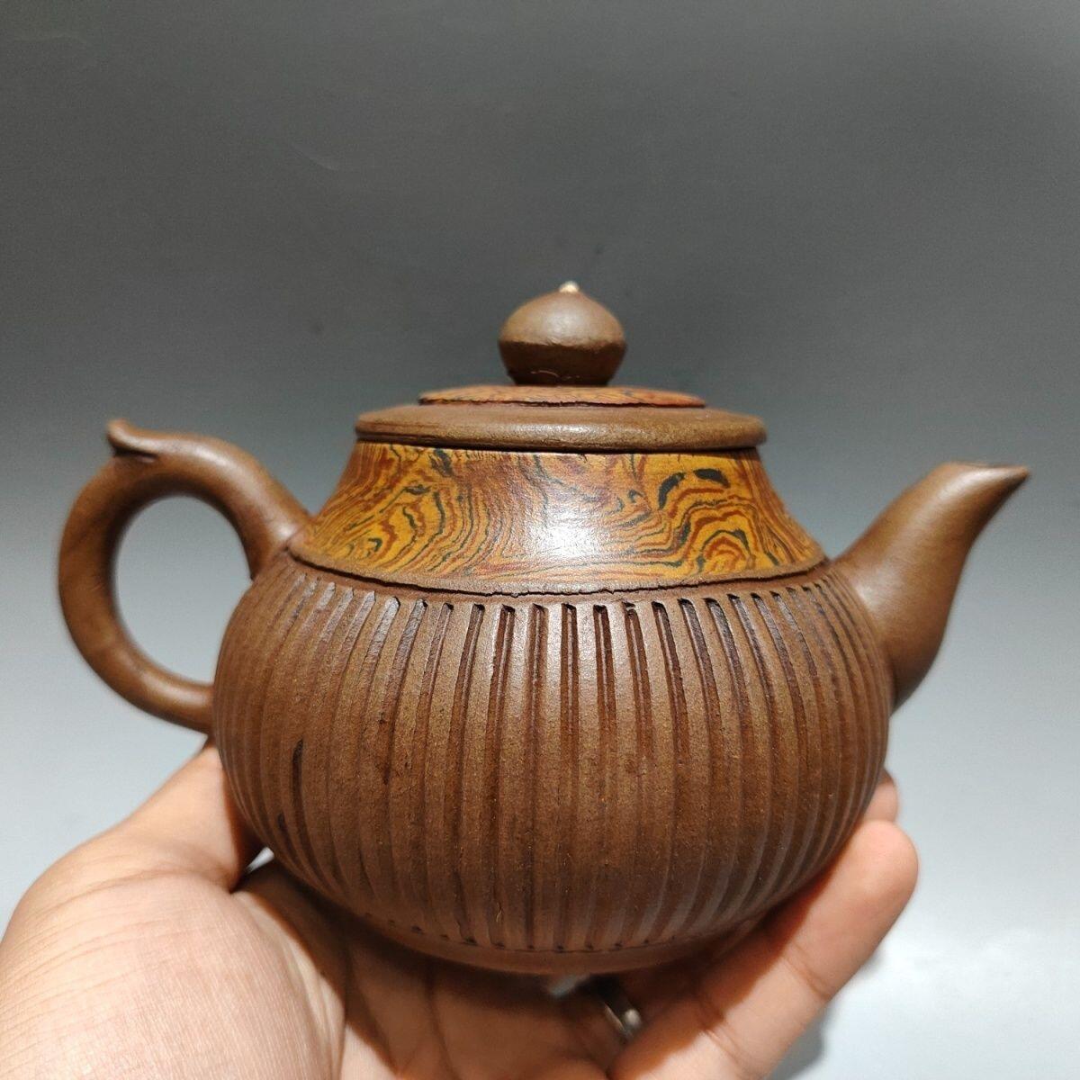 正宗宜兴紫砂壶 绞泥仿古茶壶手工制作 320cc