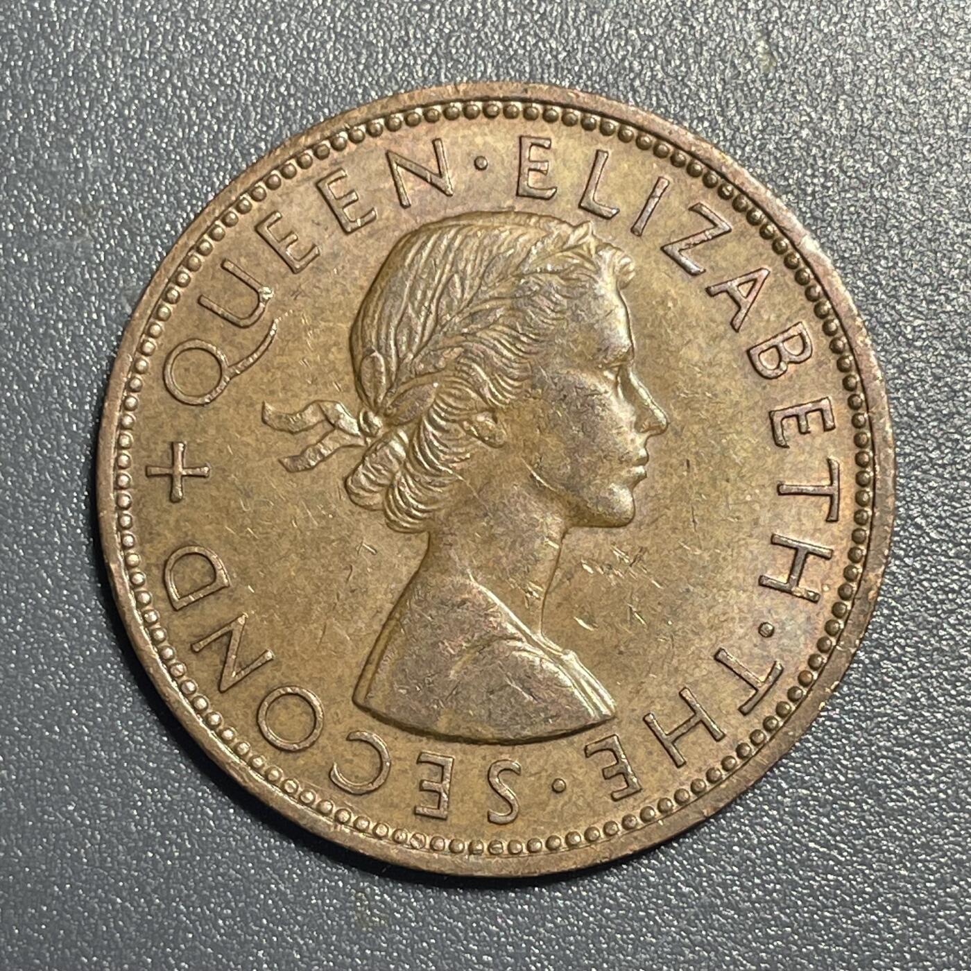 回流1019 新西兰🇳🇿1964年1便士铜币 铃鸟