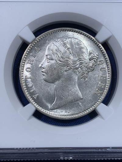 《竞宝斋》第429场 周日，周一，周二 3场连拍 （全场包邮） NGC MS61 英属印度1840年小维双辫卢比 原光 底板细腻