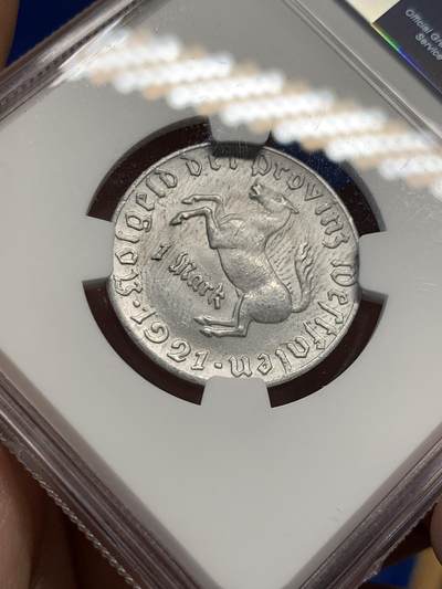 《竞宝斋》第429场 周日，周一，周二 3场连拍 （全场包邮） NGC UNCD 德国紧急状态币 1921年1马克铝币