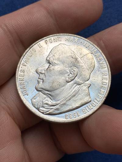 《竞宝斋》第429场 周日，周一，周二 3场连拍 （全场包邮） 教皇镀银纪念章 13.3克 34.2mm 细节见图