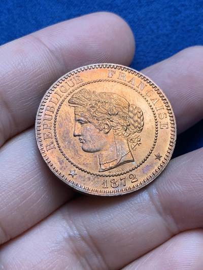 《竞宝斋》第429场 周日，周一，周二 3场连拍 （全场包邮） 法国1872年谷物女神10分铜币 高细节好品