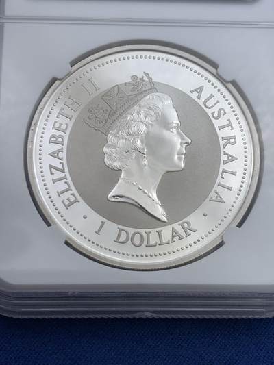 《竞宝斋》第429场 周日，周一，周二 3场连拍 （全场包邮） NGC MS69 澳大利亚1997年1元银币 1盎司翠鸟纯银银币 镶嵌0.5g龙金印