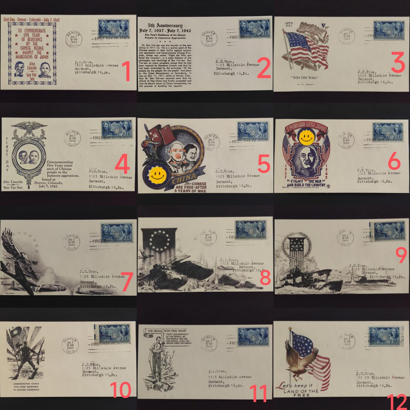 【绝版珍藏】1942年美国《抗战建国》邮票首日封！
