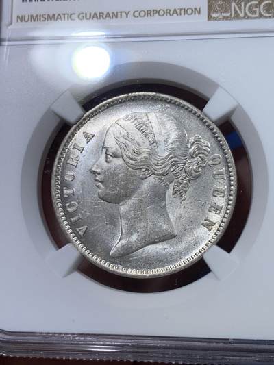 《竞宝斋》第429场 周日，周一，周二 3场连拍 （全场包邮） NGC MS61 英属印度1840年小维双辫卢比 原光 底板细腻