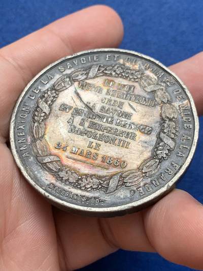 《竞宝斋》第429场 周日，周一，周二 3场连拍 （全场包邮） 1860年拿破仑三世纪念章 WM材质 54.9克 50mm