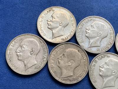 《竞宝斋》第429场 周日，周一，周二 3场连拍 （全场包邮） 七枚一组 保加利亚鲍里斯三世100列夫银币 1937年5枚+1934年1枚+1930年1枚 总重约139.3克