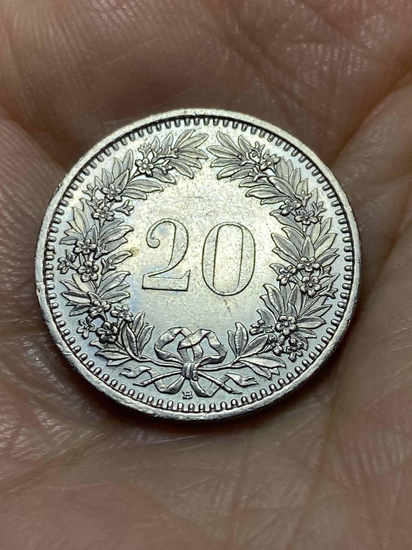 2025年第一百一十三场(总第一百三十九场）瑞士辅币专场(免佣金) 瑞士🇨🇭2007年20分(第三版，B标伯尔尼造)