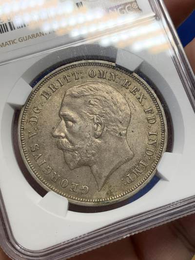 《竞宝斋》第429场 周日，周一，周二 3场连拍 （全场包邮） NGC AU58 英国1935年乔治五世木马剑克朗银币