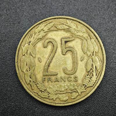 【淘币小摊】实时拍第七百六十七拍   散币银币苏联章场   满百包邮可预留二周 每周一统一发货   - 中非1984年25法郎铜币