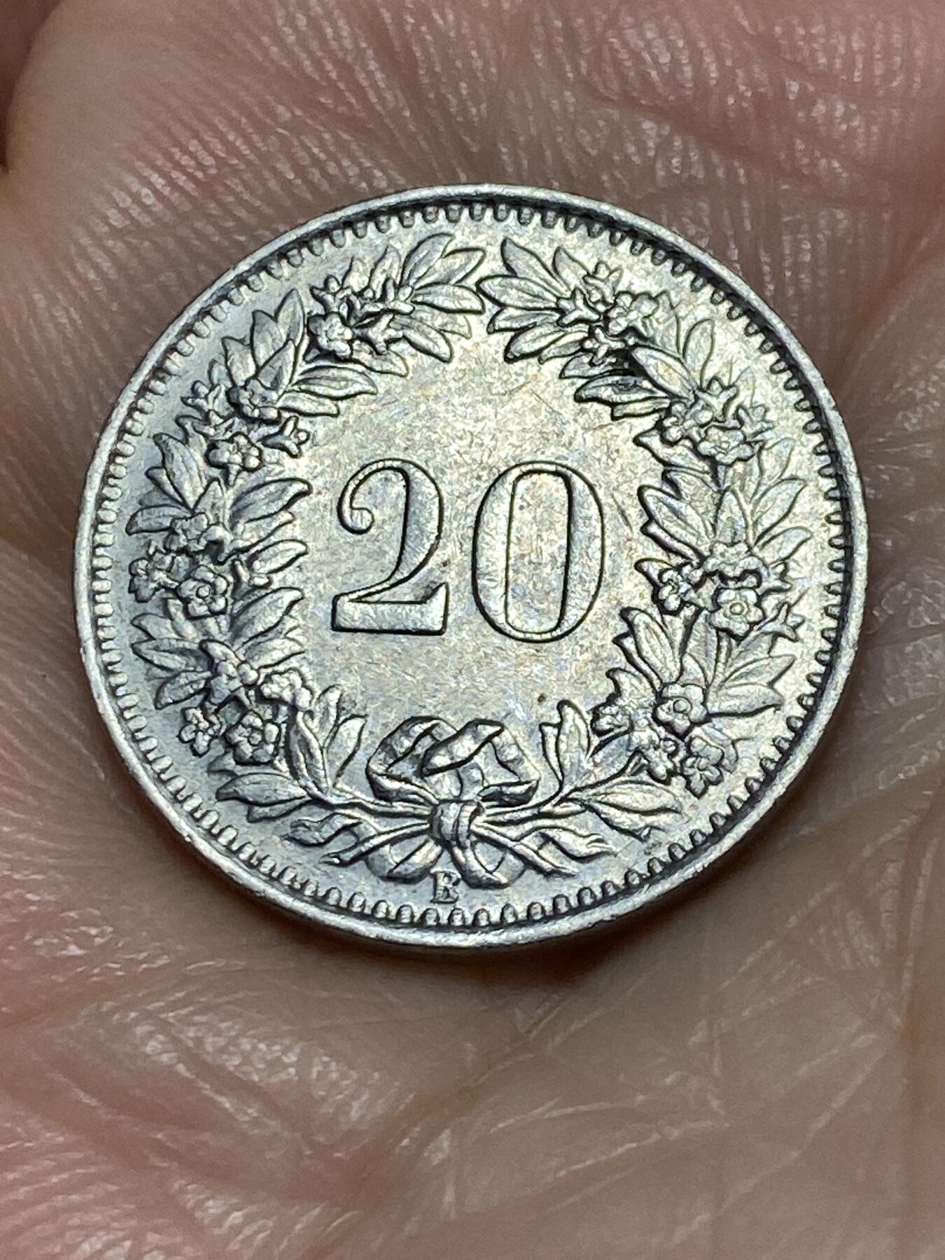 2025年第一百一十三场(总第一百三十九场）瑞士辅币专场(免佣金) 瑞士🇨🇭1962年20分(第三版，B标伯尔尼造)