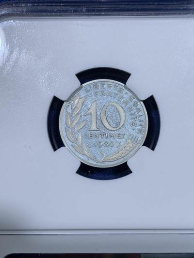 《竞宝斋》第429场 周日，周一，周二 3场连拍 （全场包邮） NGC PF67 CAMEO 法国第五共和国 1980年 10分加厚精制银币 7.6克 950银 资料显示发行量仅820枚