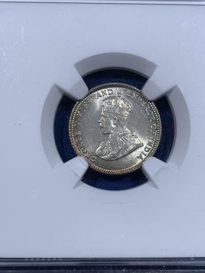 《竞宝斋》第429场 周日，周一，周二 3场连拍 （全场包邮） NGC MS63 英属海峡1927年乔治五世10分银币