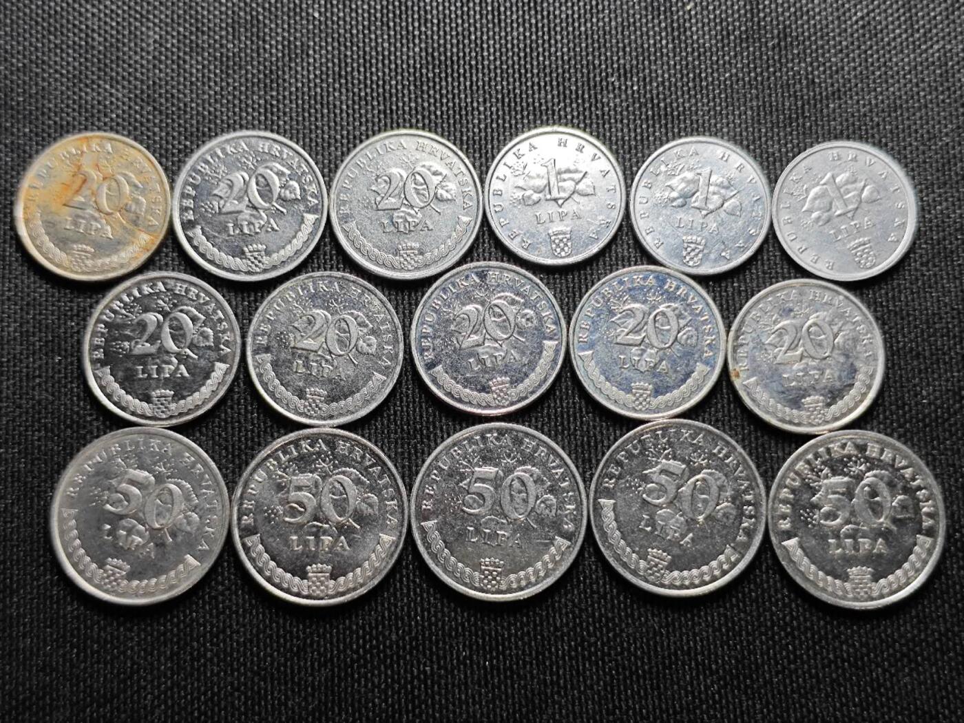 KK钱币收藏小铺  （套币 批量/好品散币 银币）专场  2月预留时间 周末发货  克罗地亚散币一组28枚