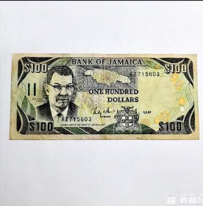 牙买加1987年100元乱蛇号靓品纸币 - 牙买加1987年100元乱蛇号靓品纸币