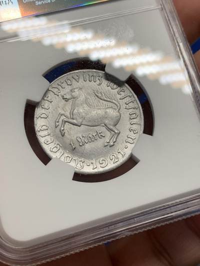 《竞宝斋》第429场 周日，周一，周二 3场连拍 （全场包邮） NGC UNCD 德国紧急状态币 1921年1马克铝币