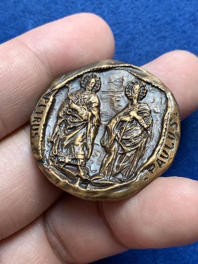 《竞宝斋》第429场 周日，周一，周二 3场连拍 （全场包邮） 梵蒂冈圣使徒彼得和保罗宗教纪念章 19.5克 33.6mm