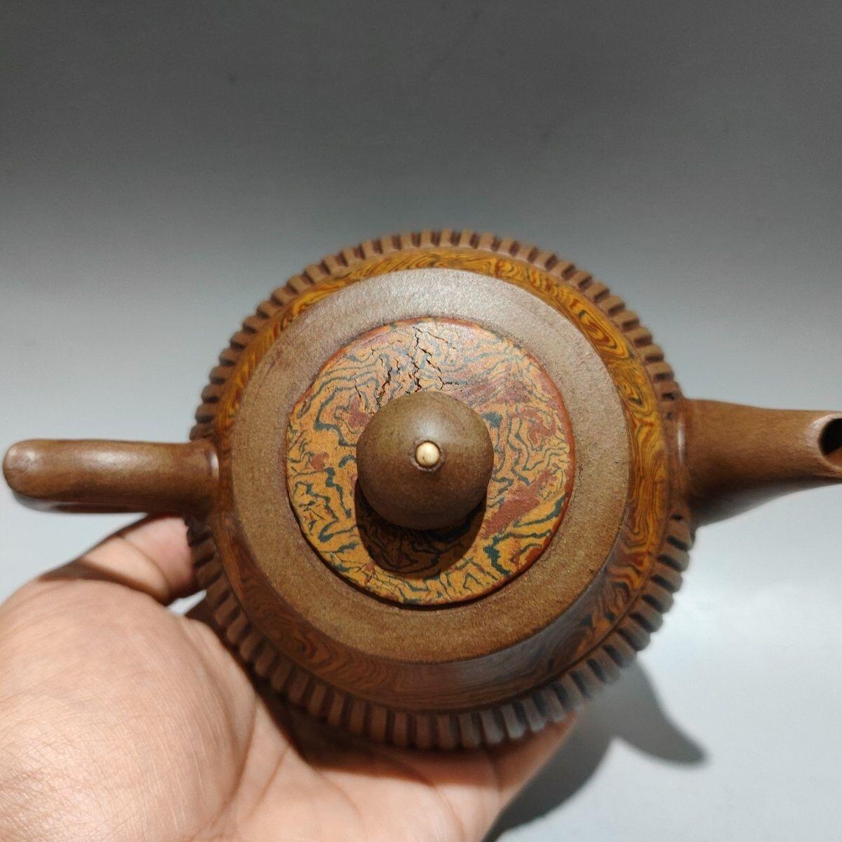 正宗宜兴紫砂壶 绞泥仿古茶壶手工制作 320cc