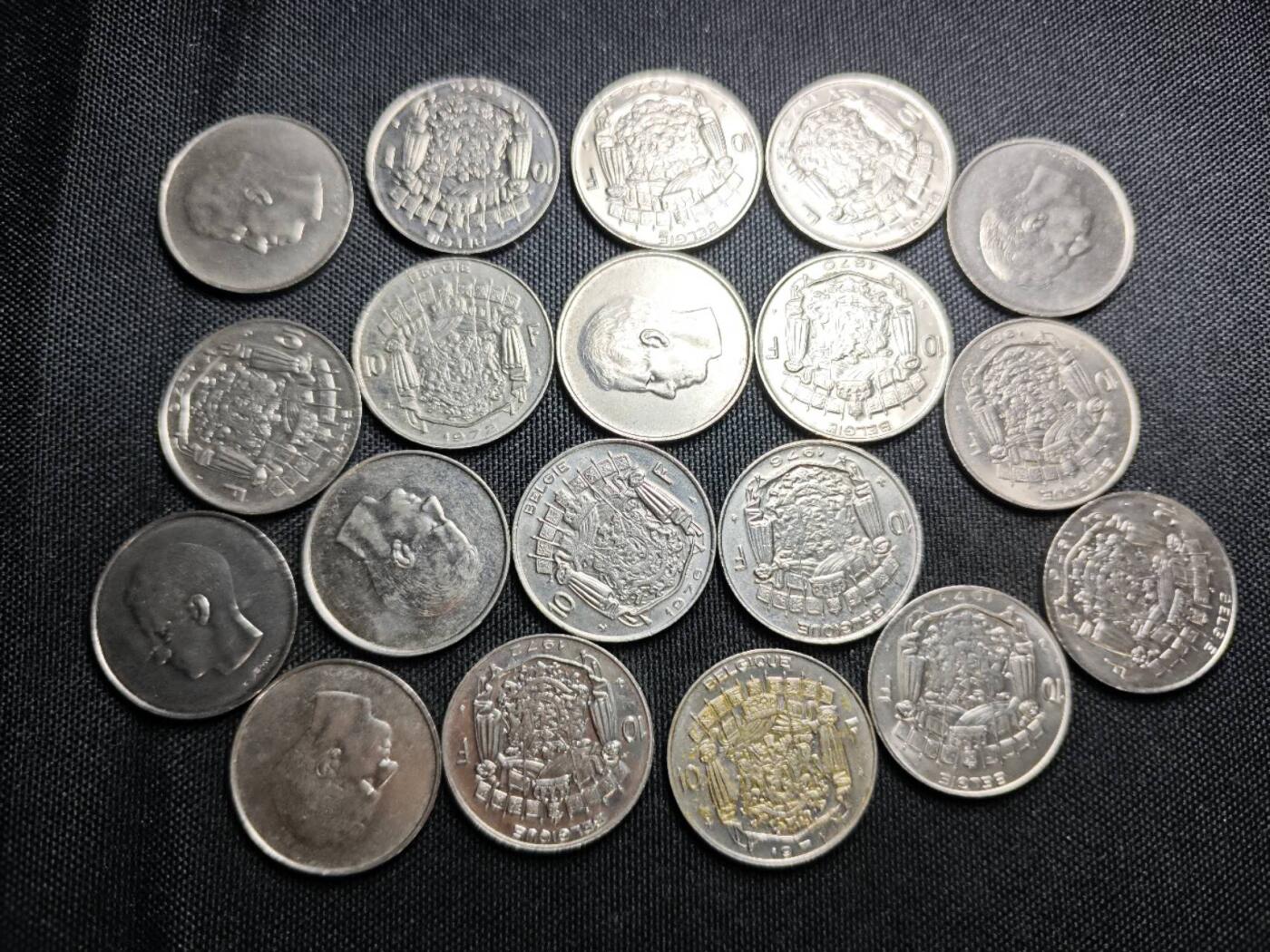 KK钱币收藏小铺  （套币 批量/好品散币 银币）专场  2月预留时间 周末发货  比利时10法郎一组19枚