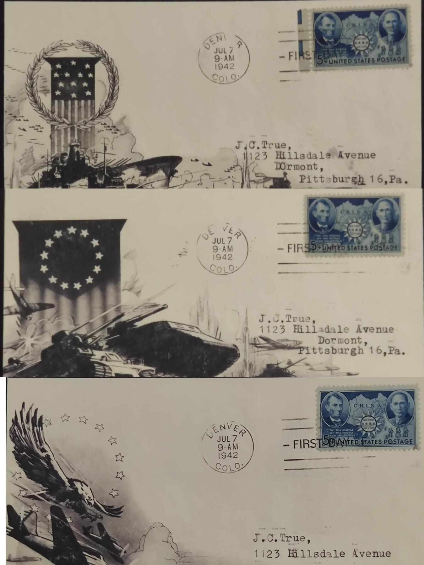 【绝版珍藏】1942年美国《抗战建国》邮票首日封！