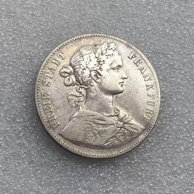 世界钱币专场拍卖 每周二开拍 - 1859年德国法兰克福少女1泰勒流通银币