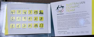 北京马甸外国币专卖第145期，外国币专场，陆续上拍，欢迎关注 澳大利亚2016年巴西里约奥运会五环2元彩色纪念铜币5枚全套