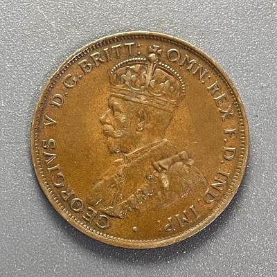 回流1019 - 澳大利亚🇦🇺1928年1便士铜币 乔治五世 直径30.5mm