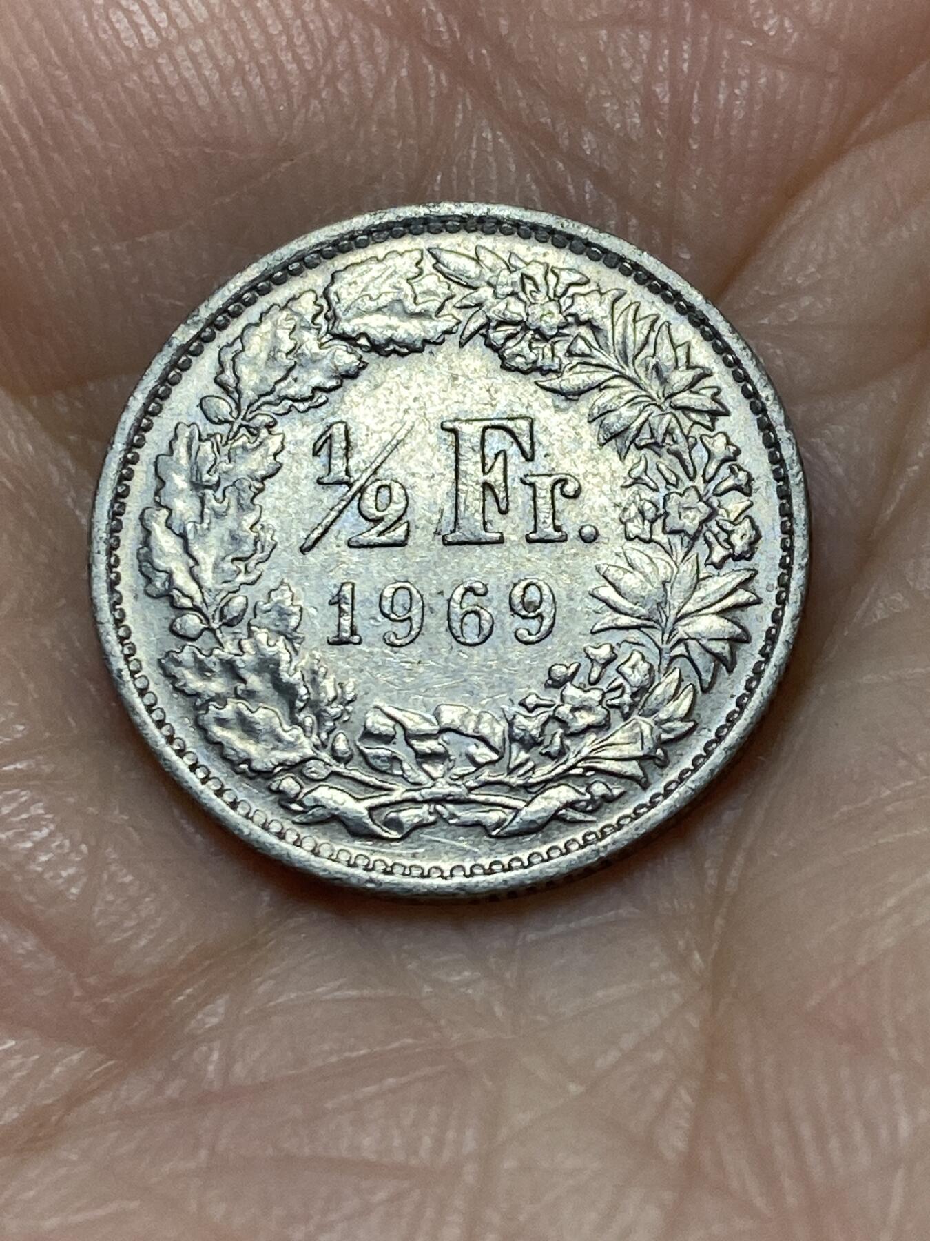 2025年第一百一十三场(总第一百三十九场）瑞士辅币专场(免佣金) 瑞士🇨🇭1969年1/2法郎(第三版，无标)